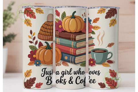 Autumn Book & Coffee 20oz Tumbler Wrap Sublimation PixelChick 