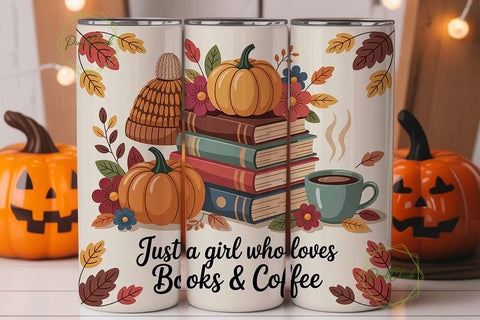 Autumn Book & Coffee 20oz Tumbler Wrap Sublimation PixelChick 