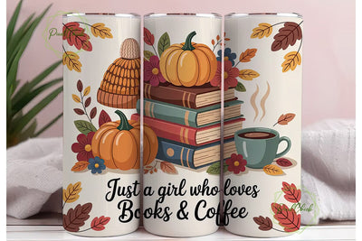 Autumn Book & Coffee 20oz Tumbler Wrap Sublimation PixelChick 
