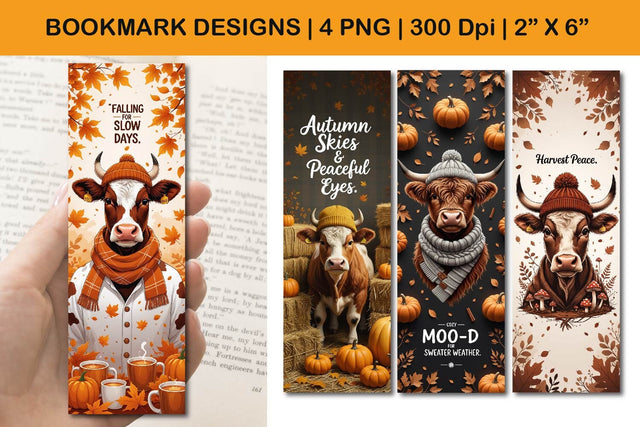 autumn bookmark design, cozy cow bookmark design Sublimation Paper Switch 