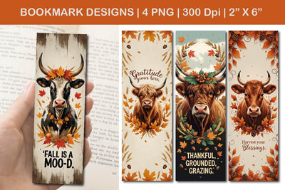 Autumn bookmark design, fall cow bookmark design Sublimation Paper Switch 