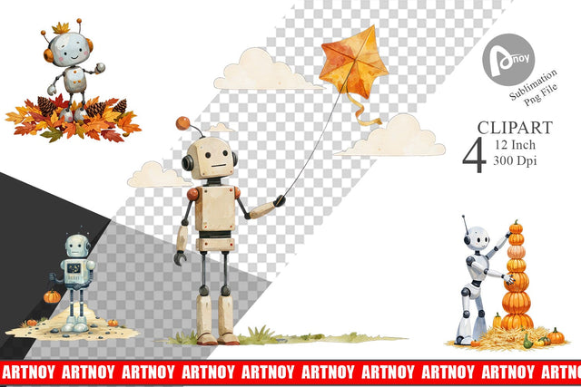 Autumn Bot Friends Clipart Sublimation artnoy 