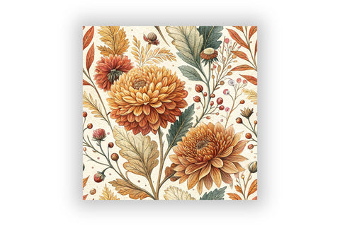 Autumn Botanical Digital Paper Pack, Seamless Watercolor Pattern Bundle, Printable Scrapbook Paper, Chrysanthemum Harvest Design Collection Digital Pattern FloridPrintables 
