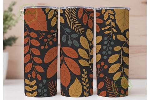 Autumn Botanical Leaves Skinny Tumbler Sublimation PixelChick 