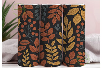 Autumn Botanical Leaves Skinny Tumbler Sublimation PixelChick 