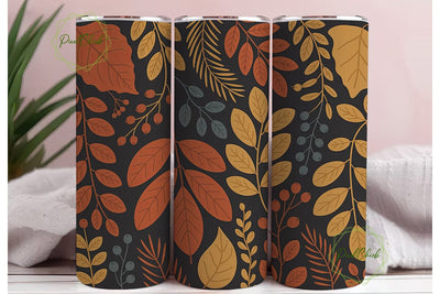 Autumn Botanical Leaves Skinny Tumbler Sublimation PixelChick 