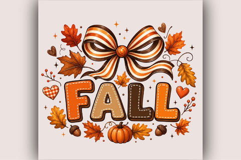 Autumn Bow Typography Fall Clipart Sublimation SVGArt 
