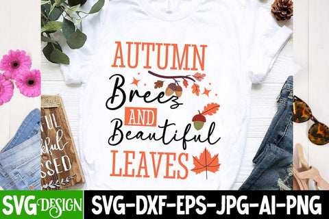 Autumn Breeze And Beautiful Leaves SVG Design,Fall Svg Design,Thanksgiving Svg Design,Autumn Svg Design,Fall Round Sign Svg ,Fall Shirt Design,Fall Sublimation Design SVG BlackCatsMedia 