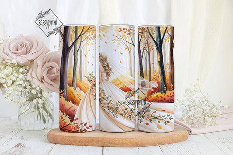 Autumn Bride Forest 20oz Tumbler Wrap Sublimation sassyprint 