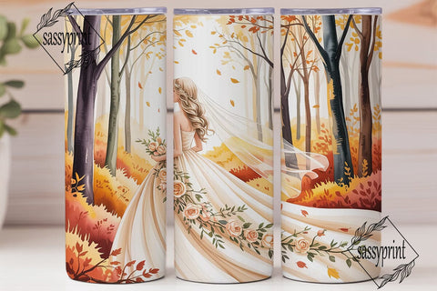 Autumn Bride Forest 20oz Tumbler Wrap Sublimation sassyprint 
