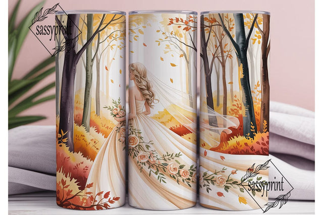 Autumn Bride Forest 20oz Tumbler Wrap Sublimation sassyprint 