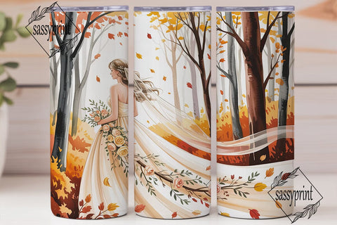 Autumn Bride Forest 20oz Tumbler Wrap Sublimation sassyprint 