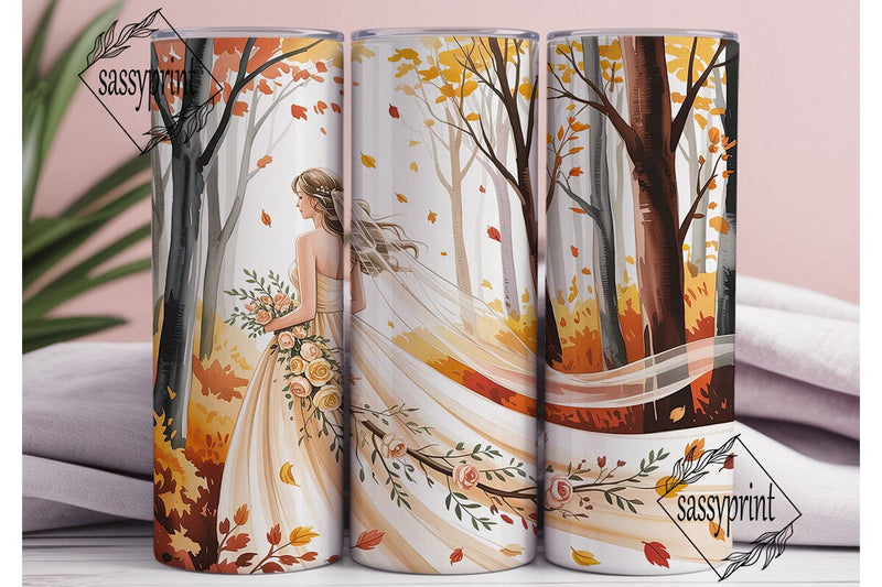 Autumn Bride Forest 20oz Tumbler Wrap Sublimation sassyprint 