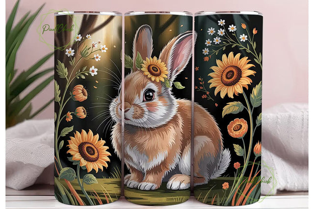 Autumn Bunny 20oz Tumbler Wrap Sublimation PixelChick 