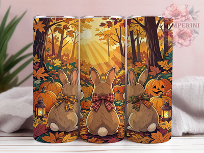 Autumn Bunny Forest 20oz Tumbler, Bunny Motif, Autumn Art Design, Forest Theme, Whimsical Accent, Cozy Charm, Sublimation Wrap, 20oz Tumbler Sublimation Li Zamperini 