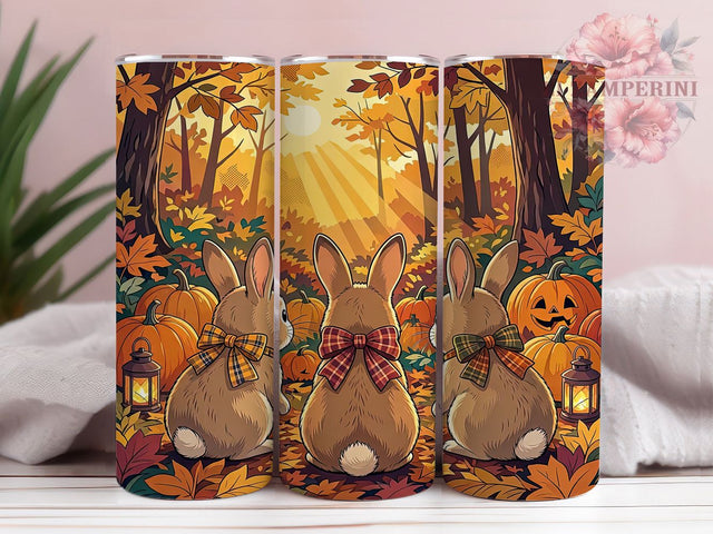 Autumn Bunny Forest 20oz Tumbler, Bunny Motif, Autumn Art Design, Forest Theme, Whimsical Accent, Cozy Charm, Sublimation Wrap, 20oz Tumbler Sublimation Li Zamperini 
