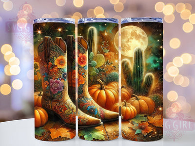 Autumn Cactus Cowgirl Tumbler, Cactus Western Tumbler, Fall Pumpkin 20oz Wrap, Sublimation Design, Rustic Autumn Gift, Stylish Boots Wrap, Country Fall Tumbler Sublimation SvggirlplusArt 