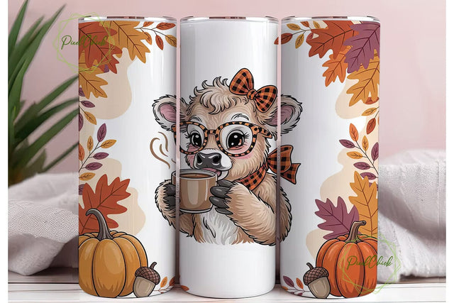 Autumn Calf Coffee 20oz Tumbler Wrap Sublimation PixelChick 