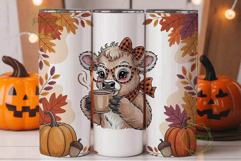 Autumn Calf Coffee 20oz Tumbler Wrap Sublimation PixelChick 