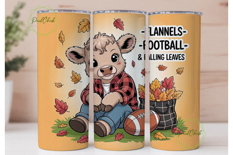 Autumn Calf Football 20oz Tumbler Wrap Sublimation PixelChick 