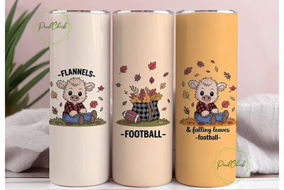 Autumn Calf Football 20oz Tumbler Wrap Sublimation PixelChick 