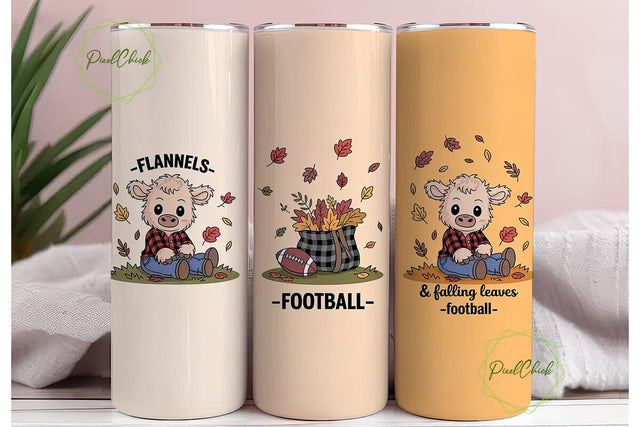 Autumn Calf Football 20oz Tumbler Wrap Sublimation PixelChick 