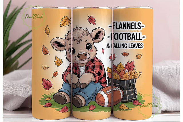 Autumn Calf Football 20oz Tumbler Wrap Sublimation PixelChick 