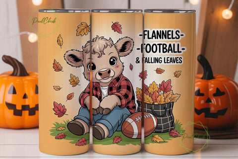 Autumn Calf Football 20oz Tumbler Wrap Sublimation PixelChick 