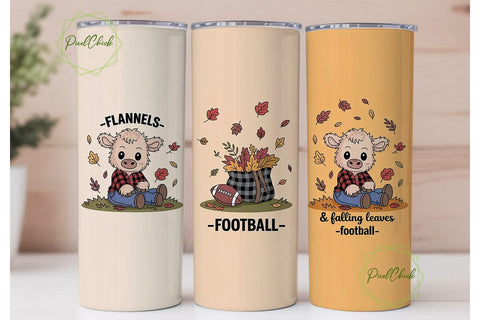 Autumn Calf Football 20oz Tumbler Wrap Sublimation PixelChick 