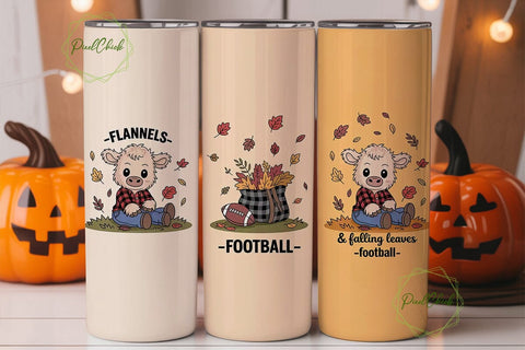 Autumn Calf Football 20oz Tumbler Wrap Sublimation PixelChick 