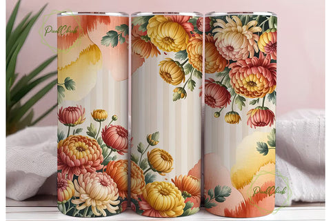 Autumn Chrysanthemum 20oz Tumbler Wrap Sublimation PixelChick 