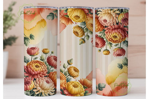 Autumn Chrysanthemum 20oz Tumbler Wrap Sublimation PixelChick 