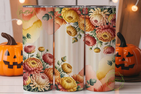 Autumn Chrysanthemum 20oz Tumbler Wrap Sublimation PixelChick 
