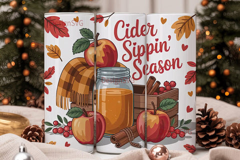 Autumn Cider Season 20oz Tumbler Wrap Sublimation DesignSVG 
