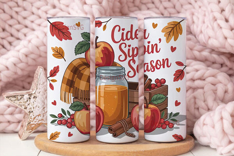 Autumn Cider Season 20oz Tumbler Wrap Sublimation DesignSVG 