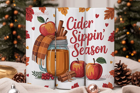 Autumn Cider Season 20oz Tumbler Wrap Sublimation DesignSVG 