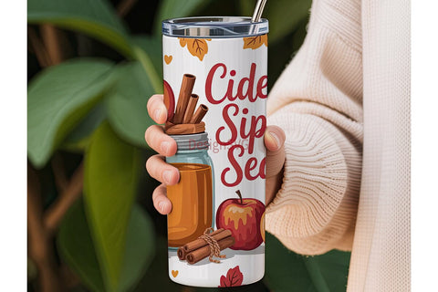 Autumn Cider Season 20oz Tumbler Wrap Sublimation DesignSVG 