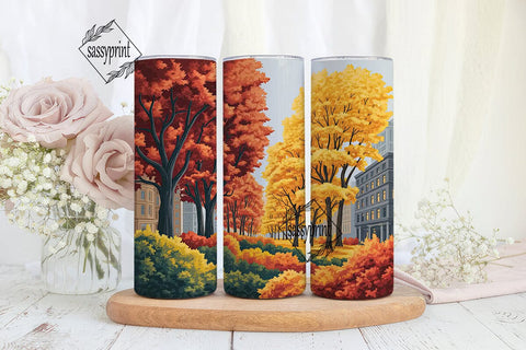 Autumn City Park 20oz Tumbler Wrap Sublimation sassyprint 