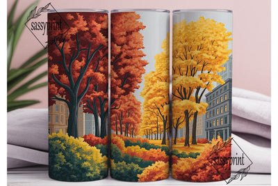 Autumn City Park 20oz Tumbler Wrap Sublimation sassyprint 