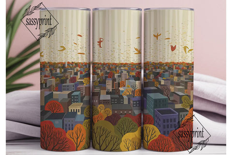 Autumn Cityscape Urban Landscape Tumbler Sublimation sassyprint 