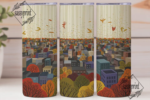 Autumn Cityscape Urban Landscape Tumbler Sublimation sassyprint 