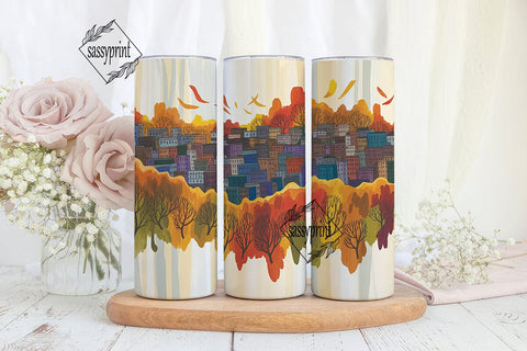 Autumn Cityscape Urban Landscape Tumbler Sublimation sassyprint 