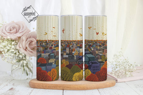 Autumn Cityscape Urban Landscape Tumbler Sublimation sassyprint 