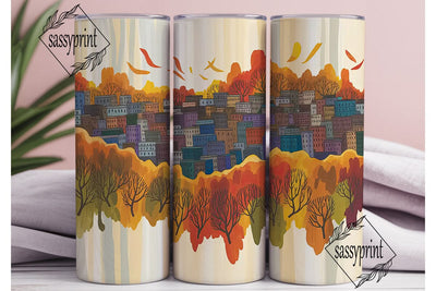 Autumn Cityscape Urban Landscape Tumbler Sublimation sassyprint 