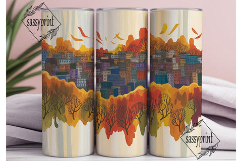 Autumn Cityscape Urban Landscape Tumbler Sublimation sassyprint 