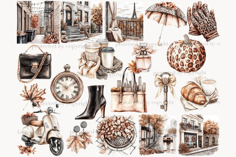 Autumn Clipart | Fall City Graphics | Fashion Leopard PNG SVG GlamArtZhanna 