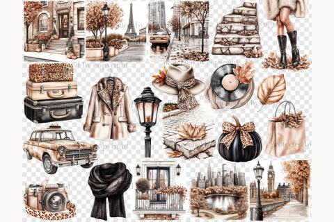 Autumn Clipart | Fall City Graphics | Fashion Leopard PNG SVG GlamArtZhanna 