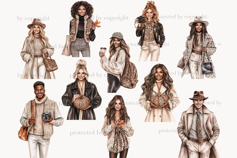 Autumn Clipart | Fall City Graphics | Fashion Leopard PNG SVG GlamArtZhanna 