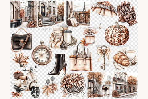 Autumn Clipart | Fall City Graphics | Fashion Leopard PNG SVG GlamArtZhanna 
