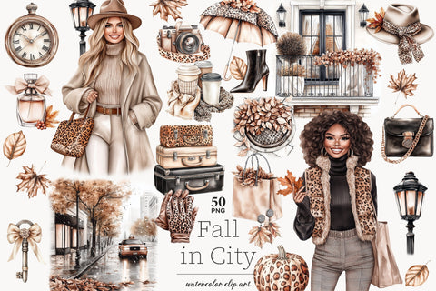 Autumn Clipart | Fall City Graphics | Fashion Leopard PNG SVG GlamArtZhanna 